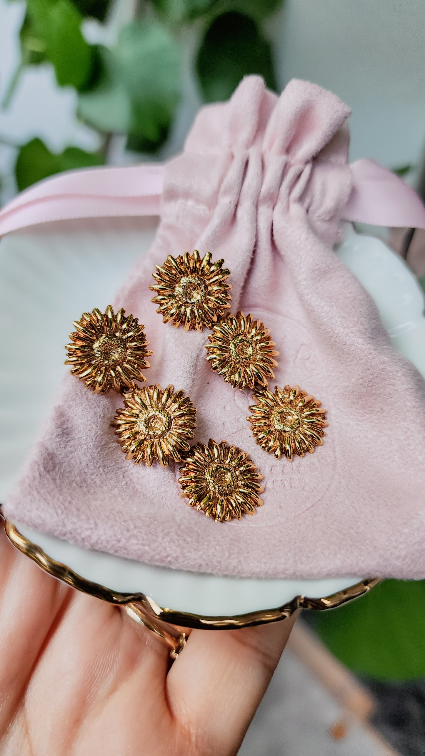 Aretes tres Girasoles