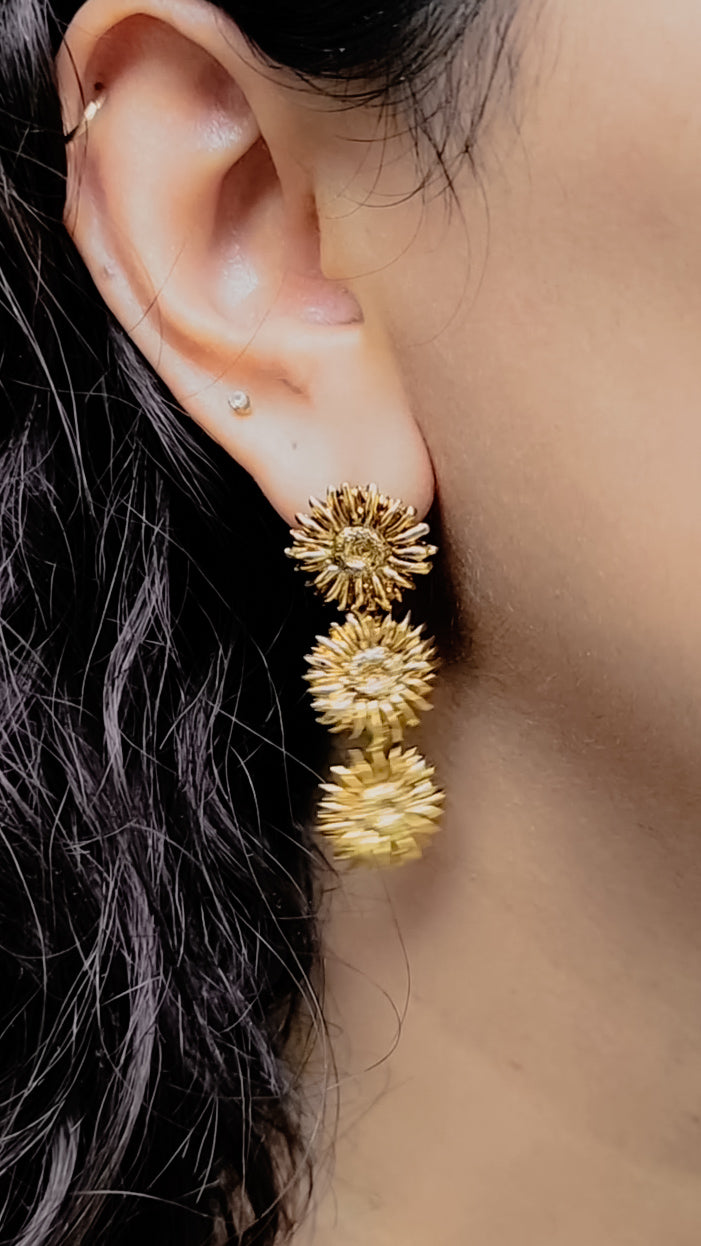 Aretes tres Girasoles