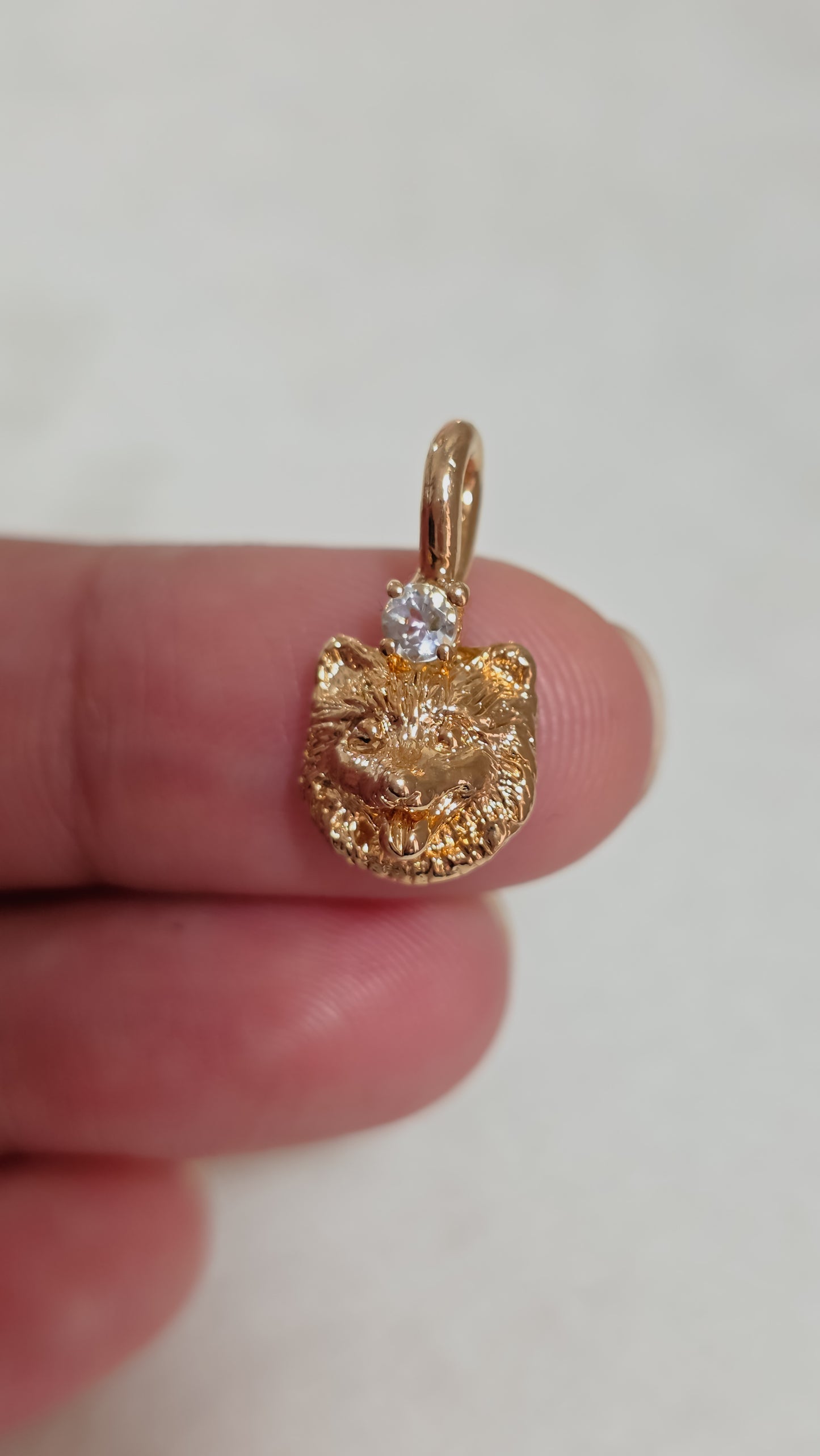 Dije de Pomeranio con aguamarina cara mini