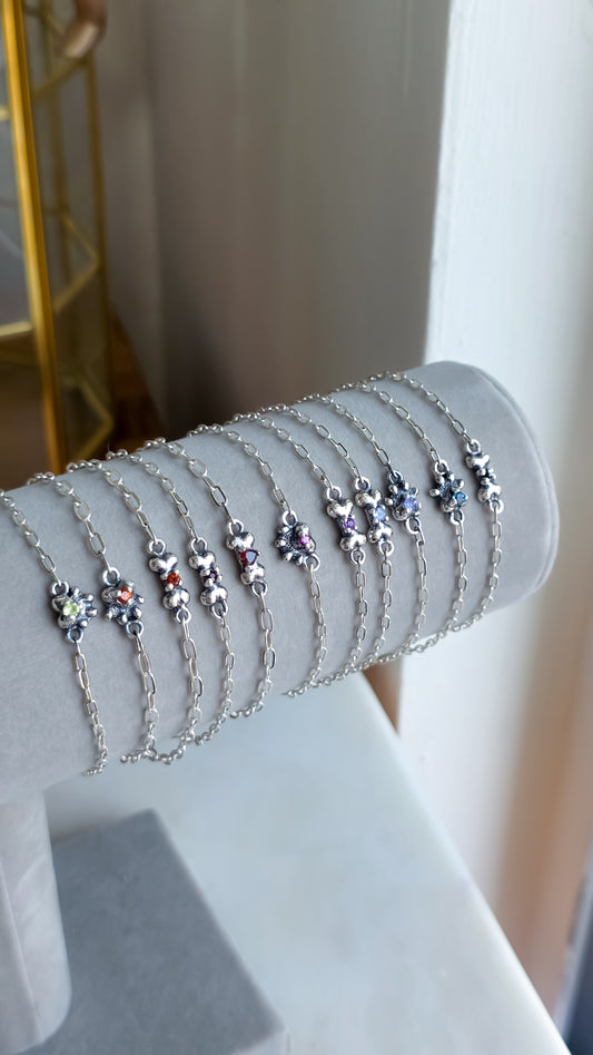 Pulsera huesito o huellita mini con gema